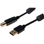 exertis Connect USB 2.0 High Speed Kabel, USB St. A/ USB St. B, 1,5 m Mit Ferritkernen für störungsfreie Übertragung - Datenrate: 480 Mbit/s- Schirmung: S/FTP- AWG: Data 28/ Power 24- vergoldete Stecker- Farbe: schwarz (532430)