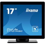 iiyama ProLite T1721MSC-B2, 43,2cm (17''), Projected Capacitive, 10 TP, USB, Kit (USB), schwarz Touchmonitor (5:4), Bildschirmdiagonale: 43,2 cm (17''), Touchscreen, Projected Capacitive, Multi Touch (10 Punkte), Auflösung: 1280x1024 Pixel, VESA Mount (100x100 mm), Reaktionszeit: 5ms, Helligkeit 230cd, Blickwinkel 170/160°(H/V), Kontrast: 1000:1, Anschluß: USB, Audio, VGA, HDMI, Touchinterface: USB, inkl.: Kabel (USB, HDMI), Netzteil (extern), Netzkabel (EU, UK), QSG, Farbe: schwarz (T1721MSC-B2)