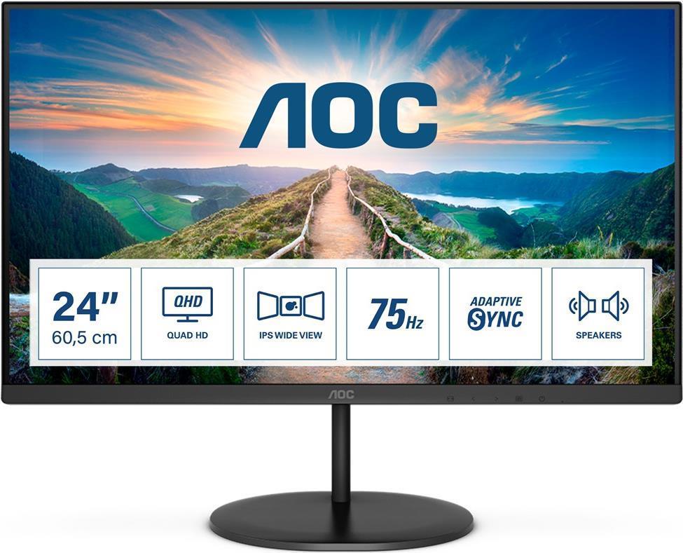 AOC Value-line Q24V4EA LED display 60,5 cm (23.8 Zoll) 2560 x 1440 Pixel 2K Ultra HD Schwarz [Energieklasse F] (Q24V4EA) (geöffnet)