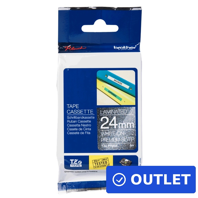 Brother TZePR955 Premium Silber/Weiß (TZEPR955)