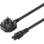 MANHATTAN UK Stromkabel BS1363 auf C5, 1,8 m Netzkabel, 3-pol. britischer Netzstecker auf "Kleeblatt", 2,5 A, 250 V, für Laptop / Notebook und Drucker, schwarz (356435)