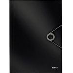 LEITZ Eckspannermappe Solid, DIN A4, PP, schwarz mit 3 seitlichen Schutzklappen, innen grau, - 1 Stück (4563-10-95)