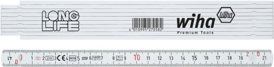 Wiha 410 2000 Longlife Gliedermaßstab, 2 m, metrisch, 10 Glieder (41020001)