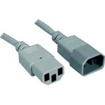 Kaltgeräte-Verlängerungskabel, Kaltgerätestecker auf Kaltgerätekupplung, grau, 1,8 m Netzverlängerungskabel (808140)