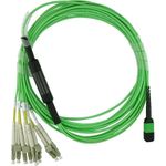 BlueOptics LWL Breakout Kabel, MTP/UPC, 4xDuplex LC/UPC, 5 Meter, Multimode G50/125µm, OM5, Markenfaser, 3.0mm LSZH limettengrün, 8 Kerne (Belegung 1-4 & 9-12, für QSFP Nutzung), inkl. Messprotokoll, MTP Stecker ohne Pins (SFP6141GU5MKB)