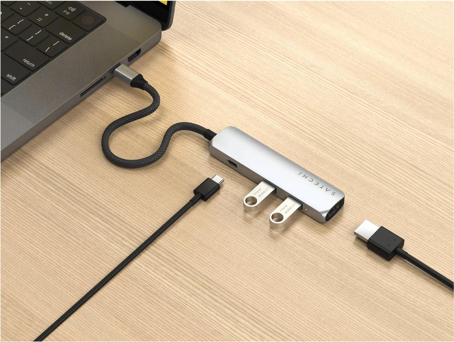 Satechi 4-in-1 Dockingstation USB-C HDMI 100W Power Delivery Silber