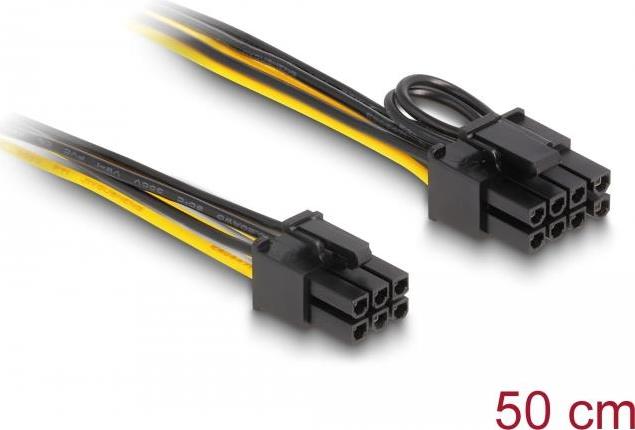 DELOCK - Stromkabel - 6-poliges PCIe Power (M) zu 8-poliger PCIe Power (M) - 50 cm (83004)