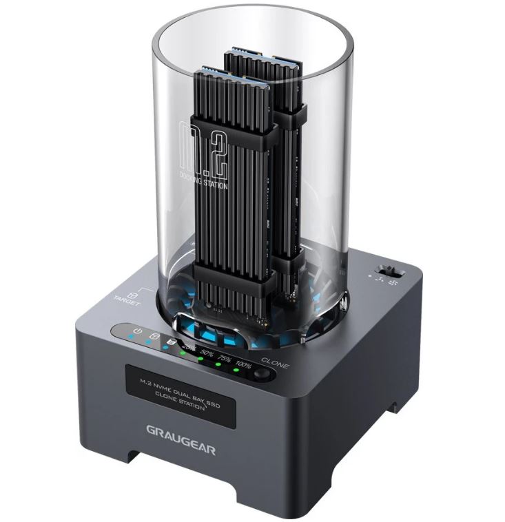 GrauGear GG 18110 Docking- und Kopierstation 2x M.2 NVMe USB 3.2 (G-M2DK-CL-20G)