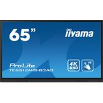 iiyama 165,10cm (65") iiWare10 , Android 11, 40-Points PureTouch IR with zero bonding, 3840x2160, UHD IPS panel, Metal Housing, Fan-less, Speakers 2x 16W front, VGA, HDMI 3x HDMI-out, USB-C with 65W PD (front), Audio mini-jack and Optical Out (S/PDIF), USB Touch Interface (TE6512MIS-B3AG)