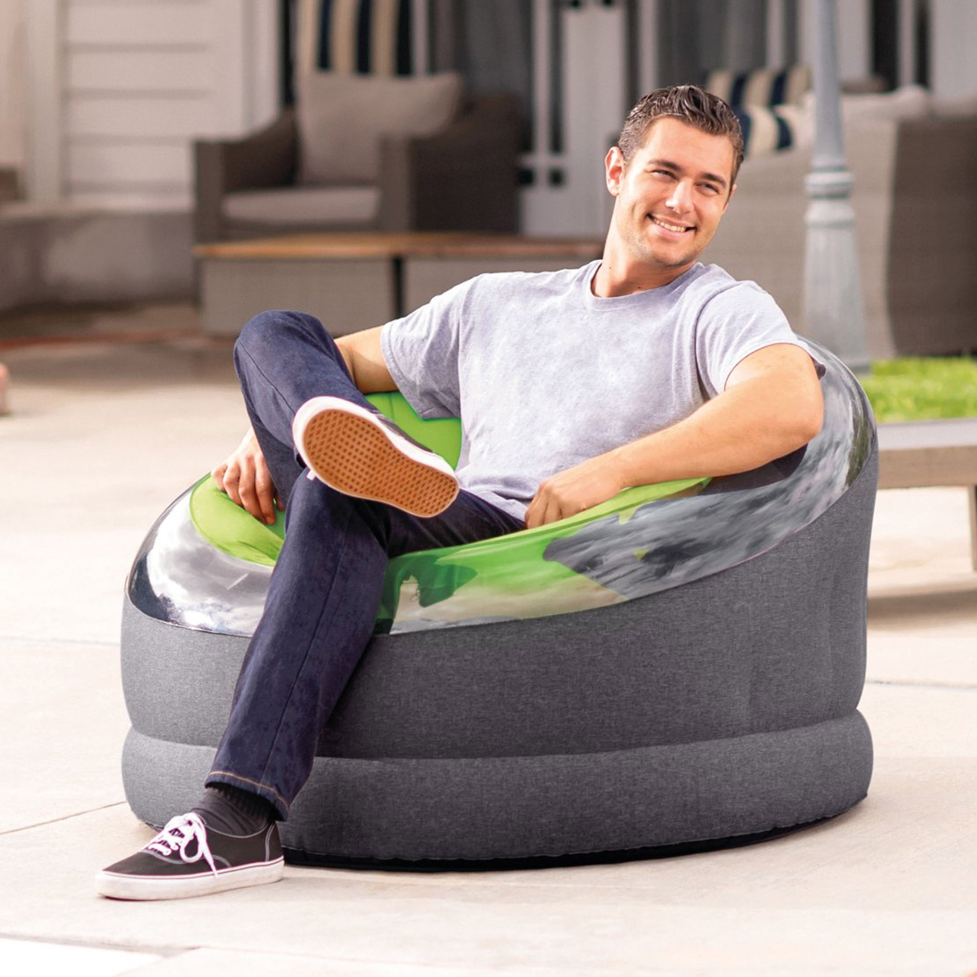 Intex Empire Chair Aufblasbarer Sessel PVC 112 x 109 x 69 cm Grau