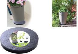 EDA Pflanzenroller, 5 Rollen, in Steinoptik aus Kunststoff in Steinoptik, mit 5 Rollen, multidirektional - 1 Stück (010940 G. ARD C)