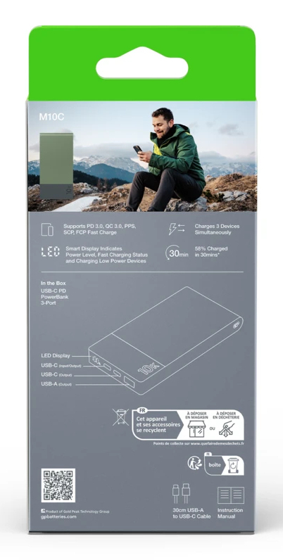 GP Battery PowerBank M2+ 10000 mAh USB-C USB-A Grün