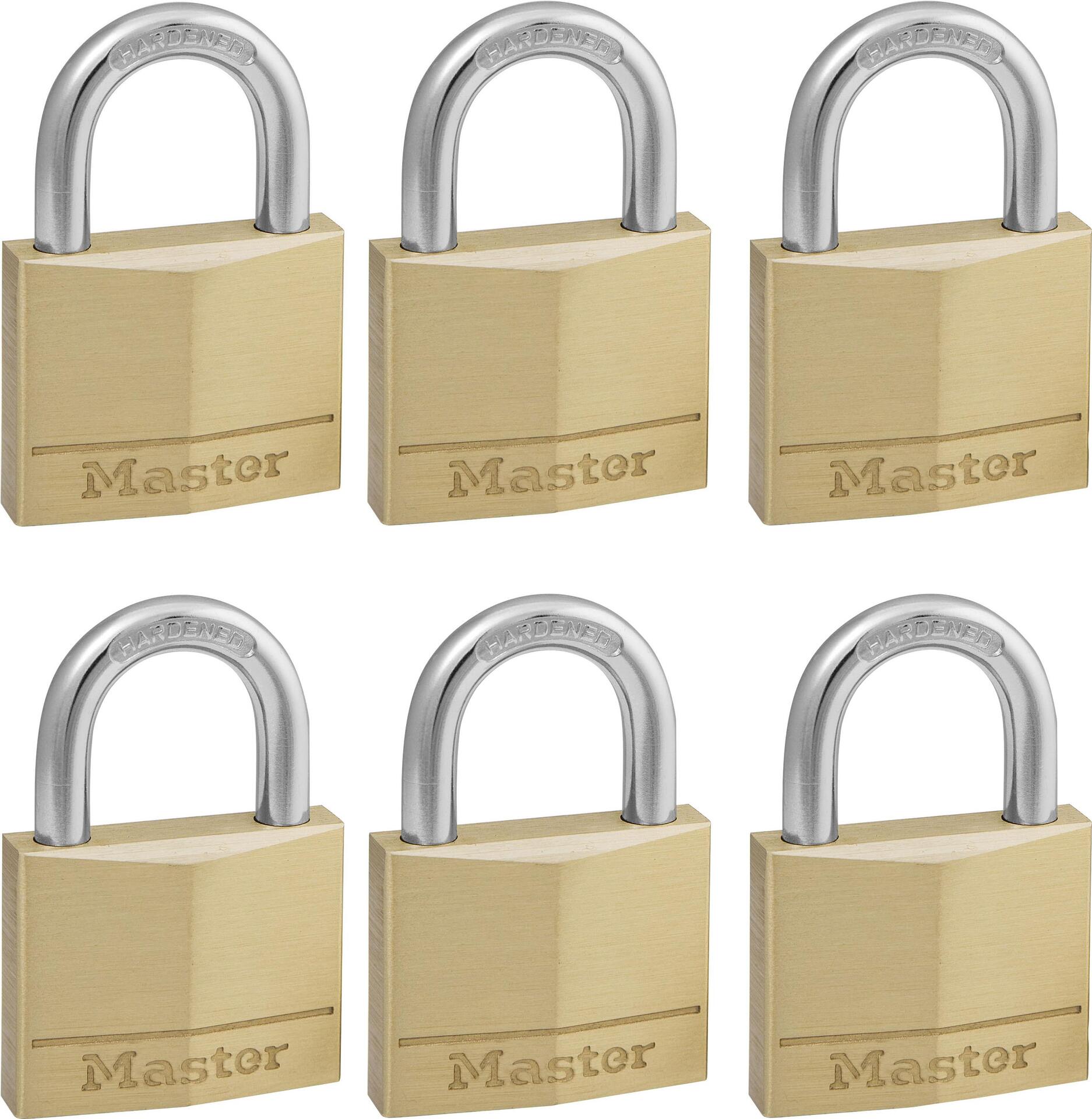 MASTER LOCK 40 mm breites Vorhngeschloss aus Massivmessing; 6er-Pack (P22214)