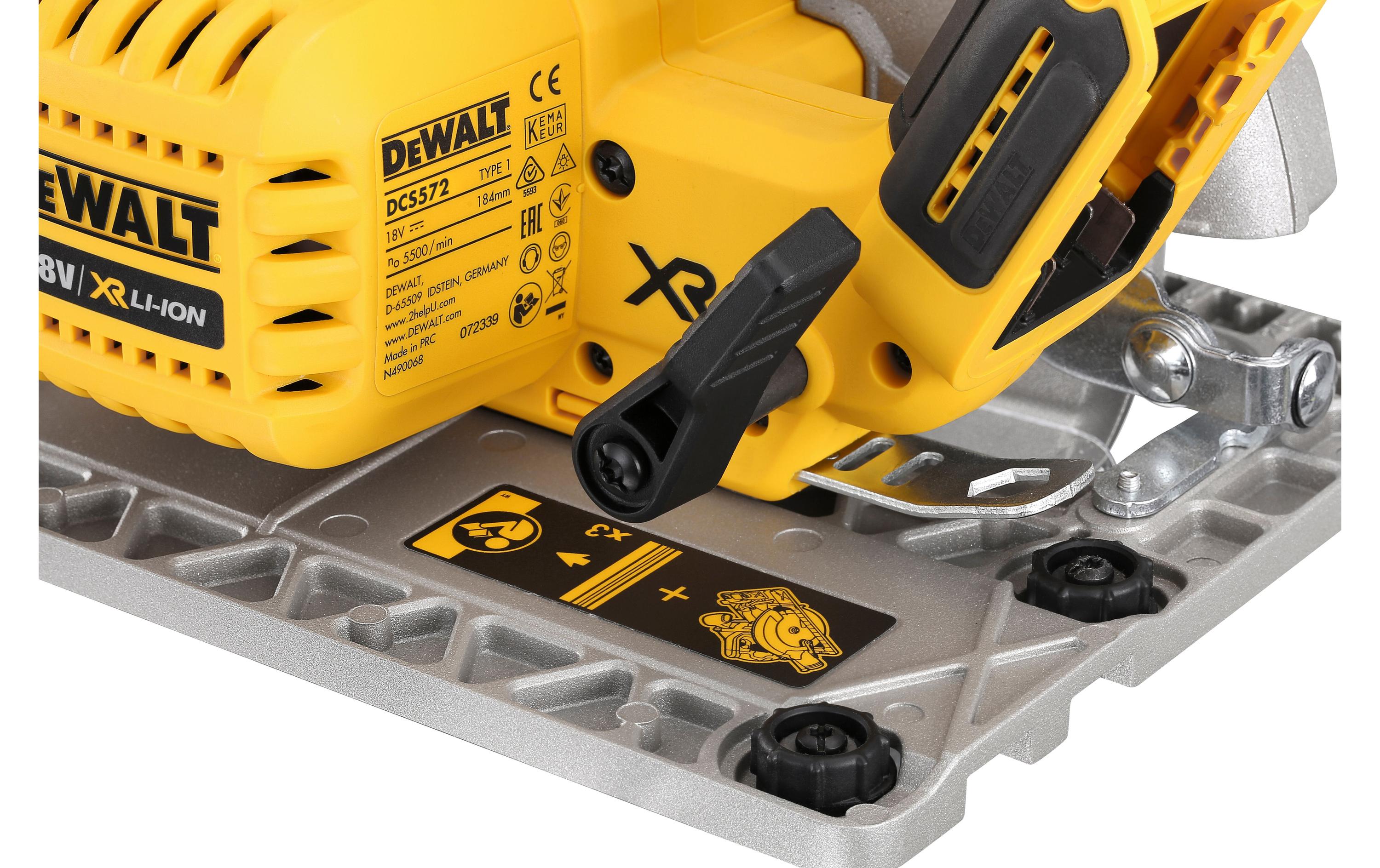 DeWalt XR DCS572NT Akku-Handkreissäge 18 V 184 mm 5500 RPM Gelb