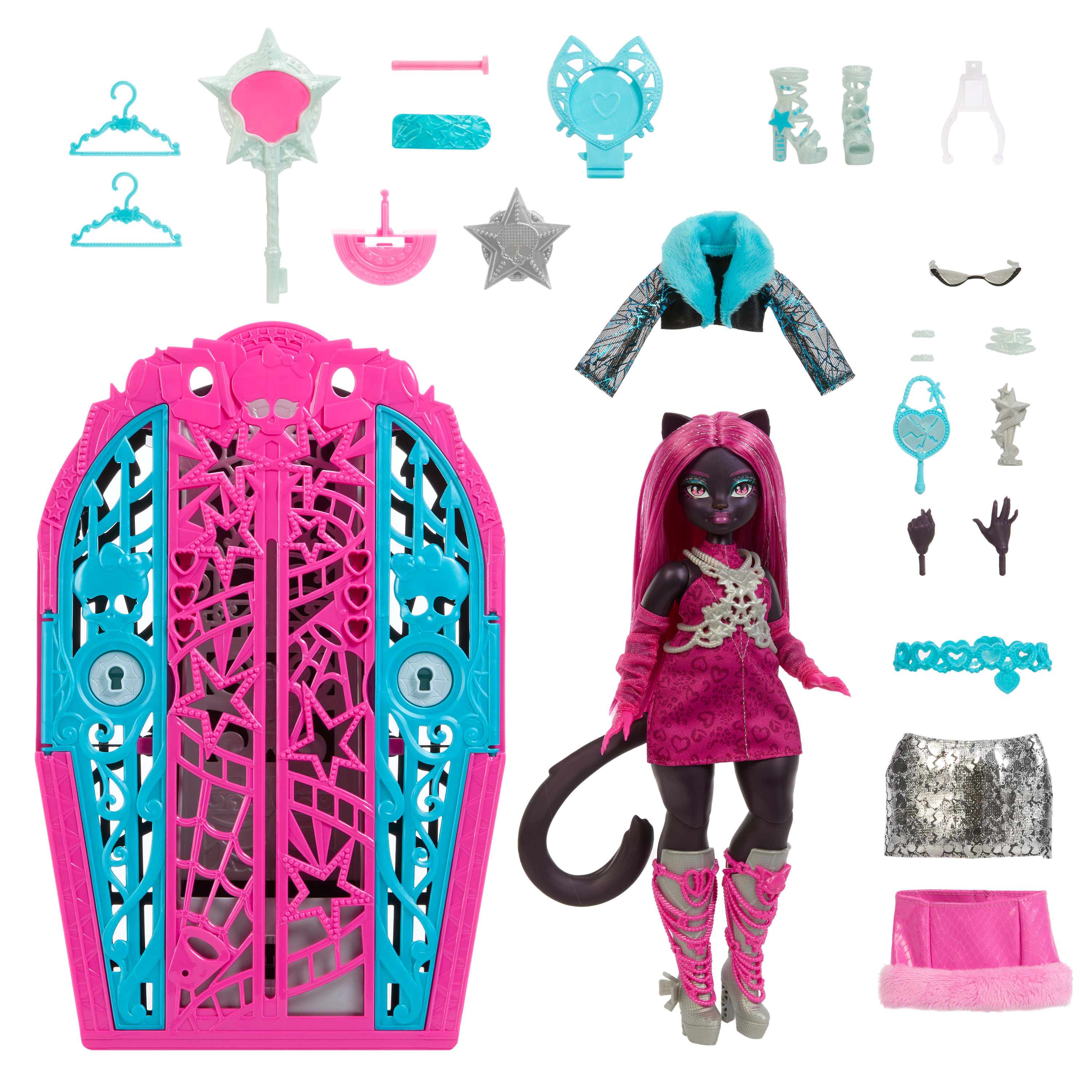 Mattel Monster High Skulltimate Secrets Hauntlywood Mysteries Modepuppe Catty Noir Mehrfarbig