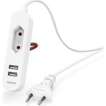 Hama USB-Netzteil mit 1,9 m langem Kabel und Eurobuchse, 2x USB-A, Weiß (00223202)