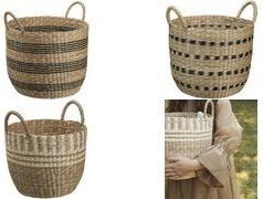 NHG Aufbewahrungskorb VITA L, aus Seegras, rund handgefertigt, Farbe: natur mit schwarzen Designelementen, - 1 Stück (53600800)