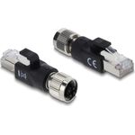 Delock M12 Adapter X-kodiert 8 Pin Buchse zu RJ45 Stecker schwarz (90834)