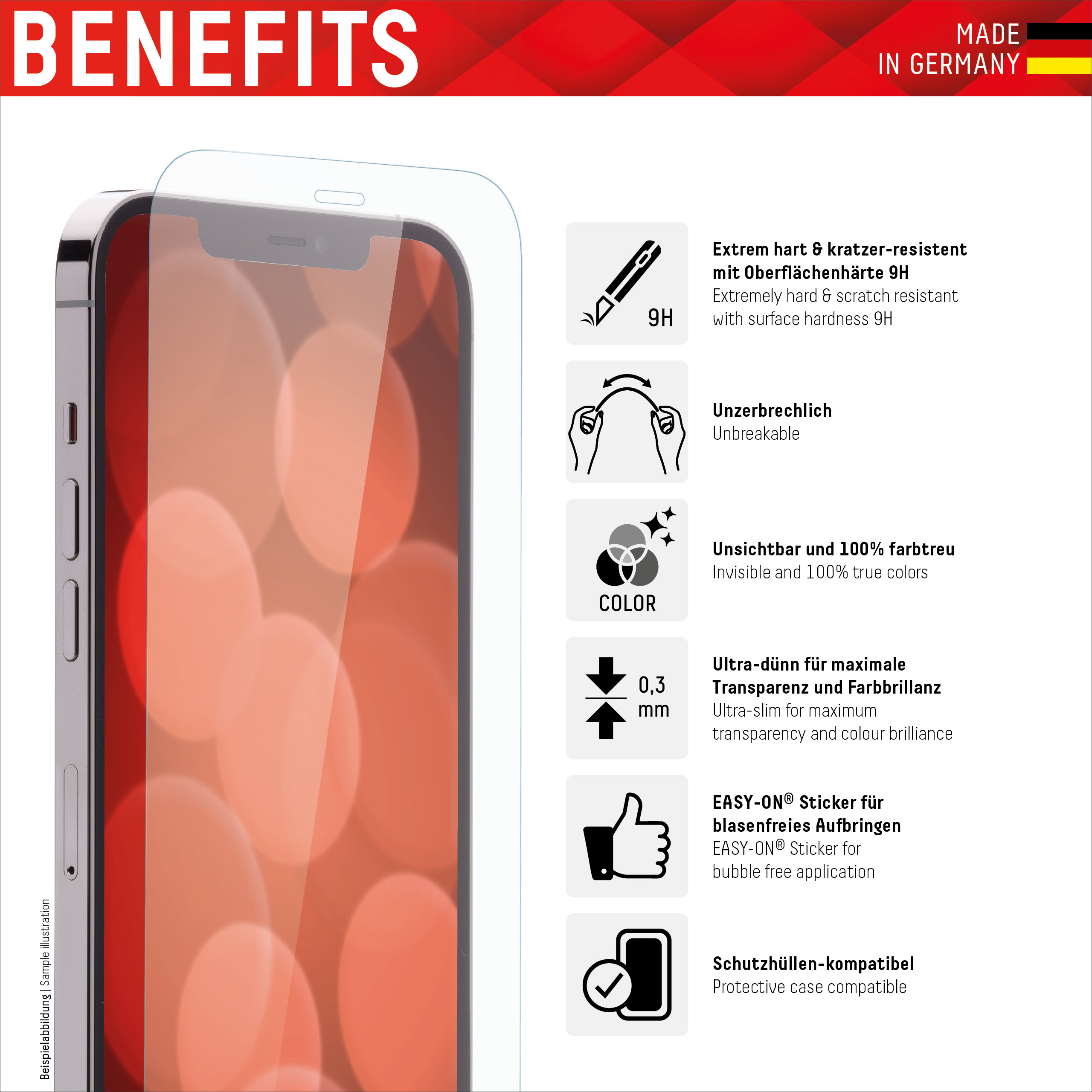 Displex Smart Glass Bildschirmschutz für Apple iPhone 14 Pro 6,1" Transparent