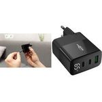 ANSMANN USB-Steckdosenadapter HOME CHARGER HC365PD, schwarz mit Display, Eurostecker, GaN-Technolgie, Anschluss: USB-A - 1 Stück (1001-0150)