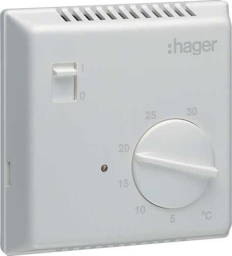 Hager Thermostat Bimetall,Öffnungsk. EK051, - Mindestbestellmenge: 1 Stück Hager Thermostat <br />Bimetall,Öffnungsk.EK051 Ausführung Thermostat, <br />Nennspannung 230V, Montageart Aufputz, Mit thermischer Rückführung, <br />Ein-/Ausschalter, Fühlereleme (EK051)