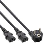 InLine 16657F 5m Netzstecker Typ F 2 x C13-Koppler Schwarz Stromkabel (16657F)