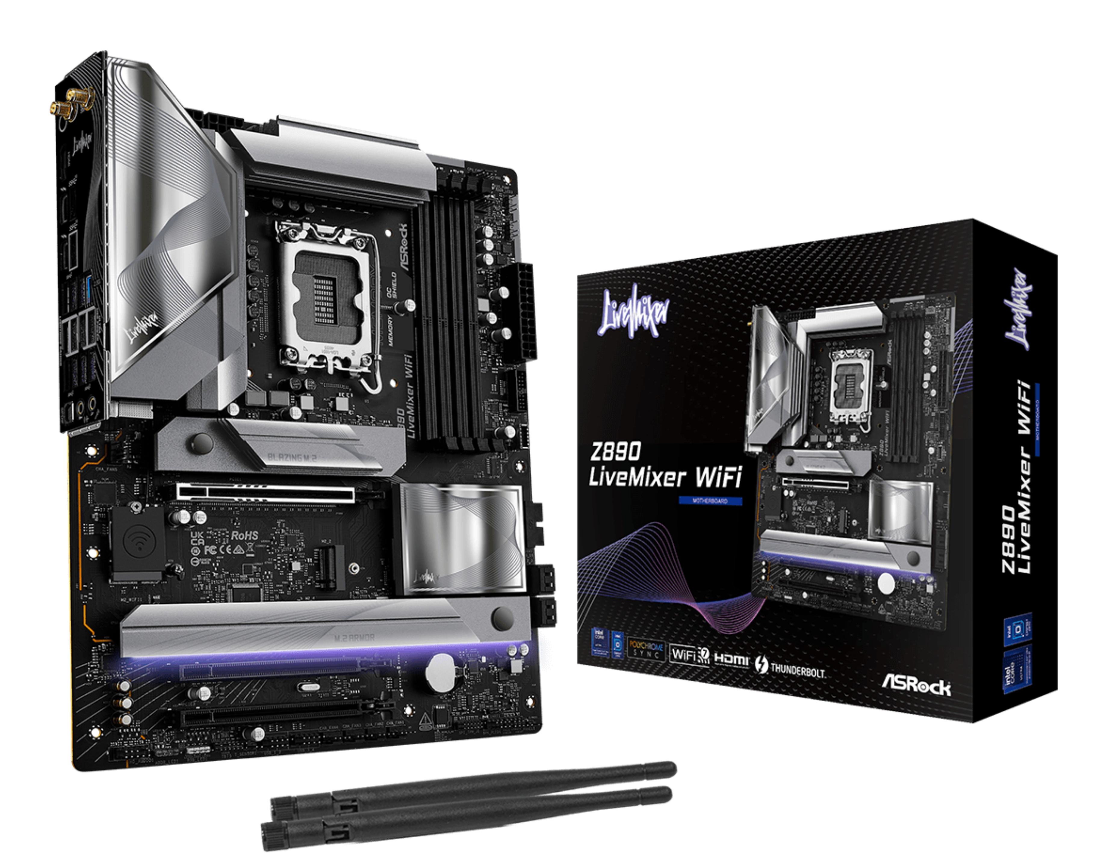 ASRock Z890 LiveMixer WiFi Mainboard ATX LGA 1851 DDR5 Wi-Fi 7 Schwarz
