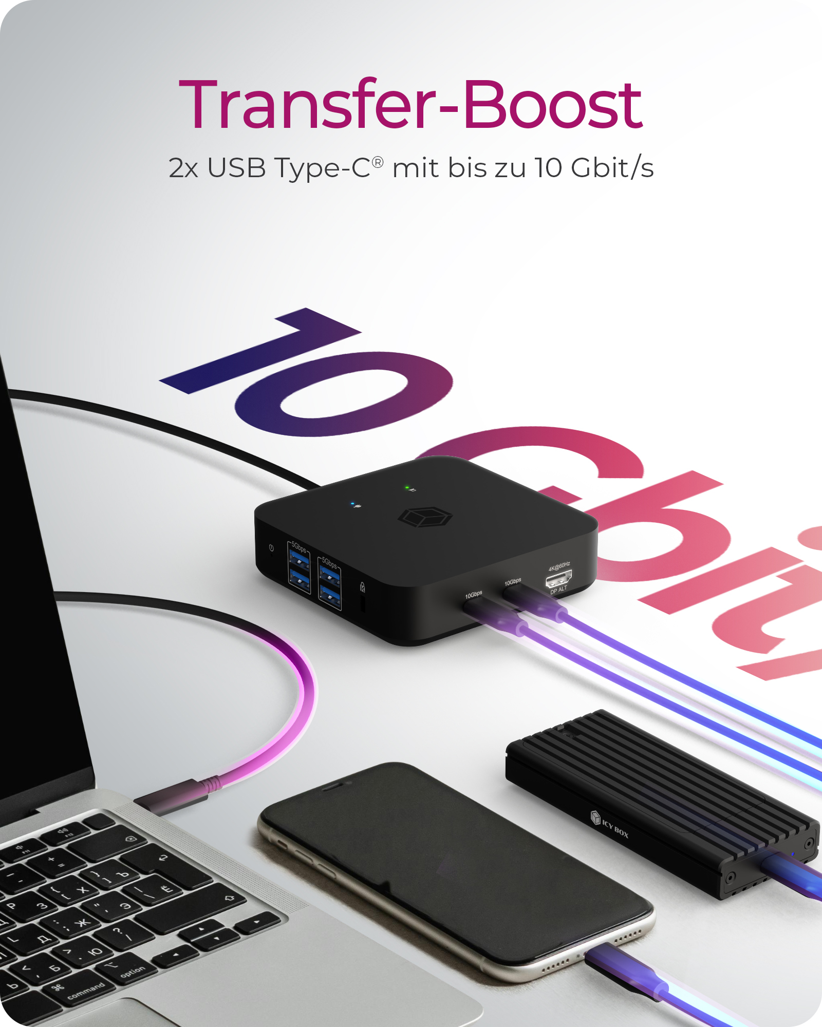 ICY BOX IB-DK4090-C 12-in-1 USB-C Dockingstation 3x HDMI Schwarz
