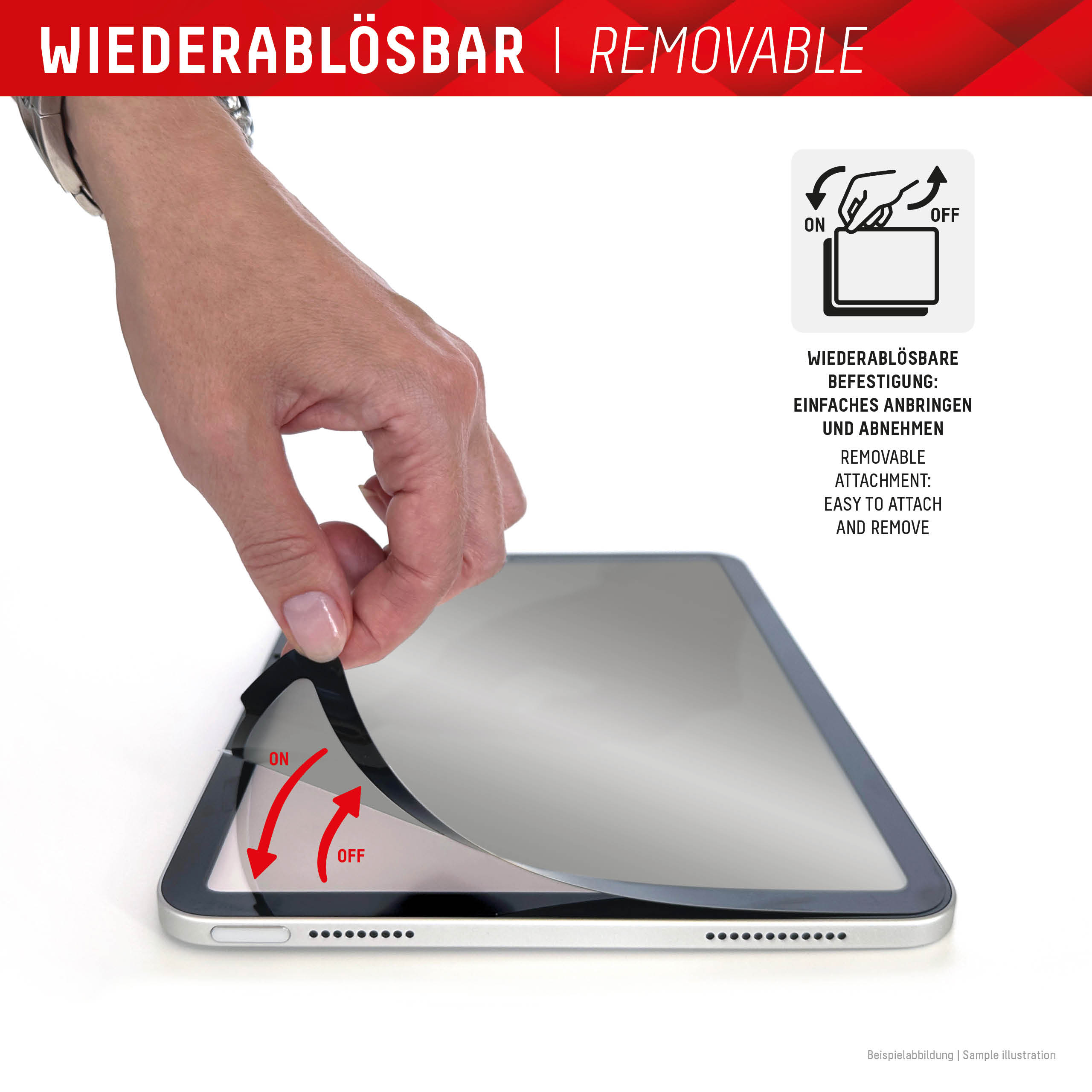 E.V.I. DISPLEX Tablet Privacy Safe Blickschutzfilter für iPad 10,9"/11"/Air 11" Schwarz