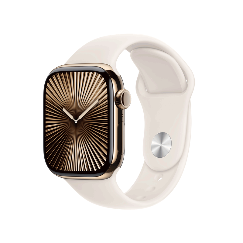 Apple Watch Series 10 GPS + Cellular 42mm Gold Titanium Case mit Starlight  Sport Band MX073QF/A
