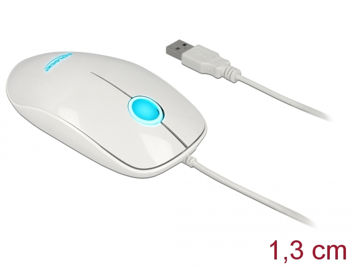 Delock 12537 Beidhändige Maus USB Typ-A 1200 DPI Glossy White