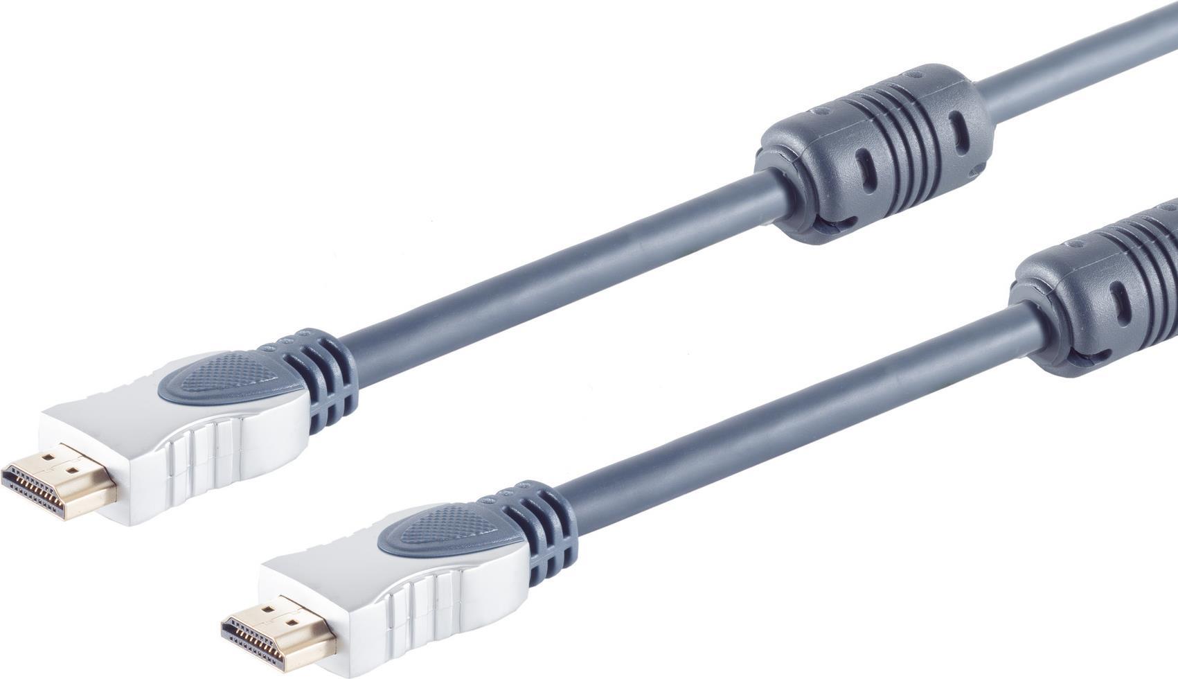 S/CONN maximum connectivity Home-Cinema HDMI Stecker auf HDMI Stecker, verchromte Metall-Stecker, vergoldete Kontakte, 2x Ferrit, HEAC, 1,5m (77471-MHQ)