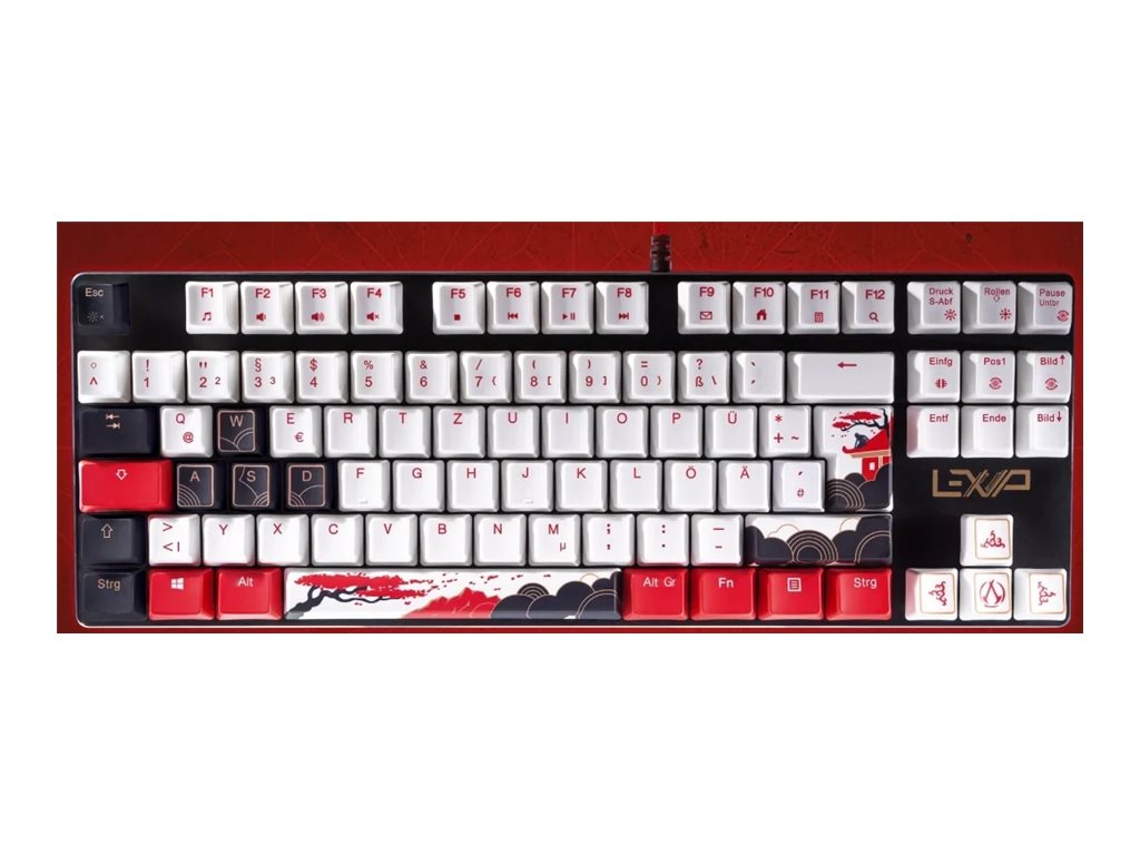 Lexip x UBISOFT Assassins Creed Shadows Disciple Bundle Mechanische Gaming-Tastatur QWERTZ USB RGB, Weiß/Schwarz/Gold/Rot