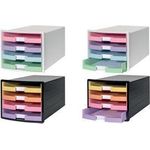 HAN Schubladenbox IMPULS rosa, lila, blau, grün 1013-129D, DIN A4 mit 4 Schubladen, 1 St. (1013-129D)