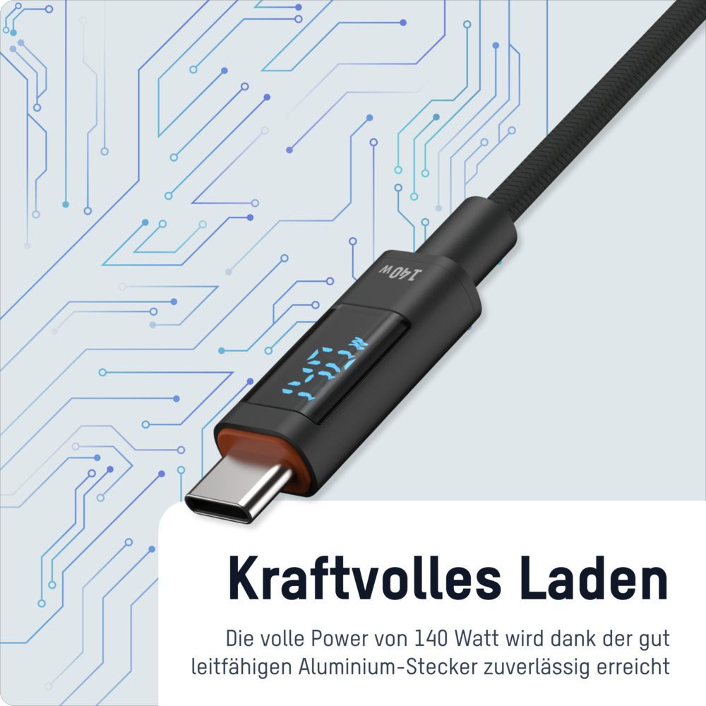 Ansmann USB-C auf USB-C Ladekabel 140W 1,2 m Anthrazit
