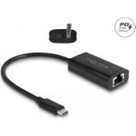 Delock USB Type-C Adapter zu Gigabit LAN mit Power Delivery 100 Watt (61026)