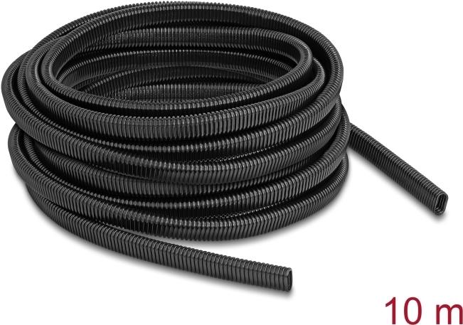 Delock Kunststoff Kabelschutzschlauch in Ovalform flexibel 13,6 x 6,3 mm - Länge 10 m schwarz (60620)