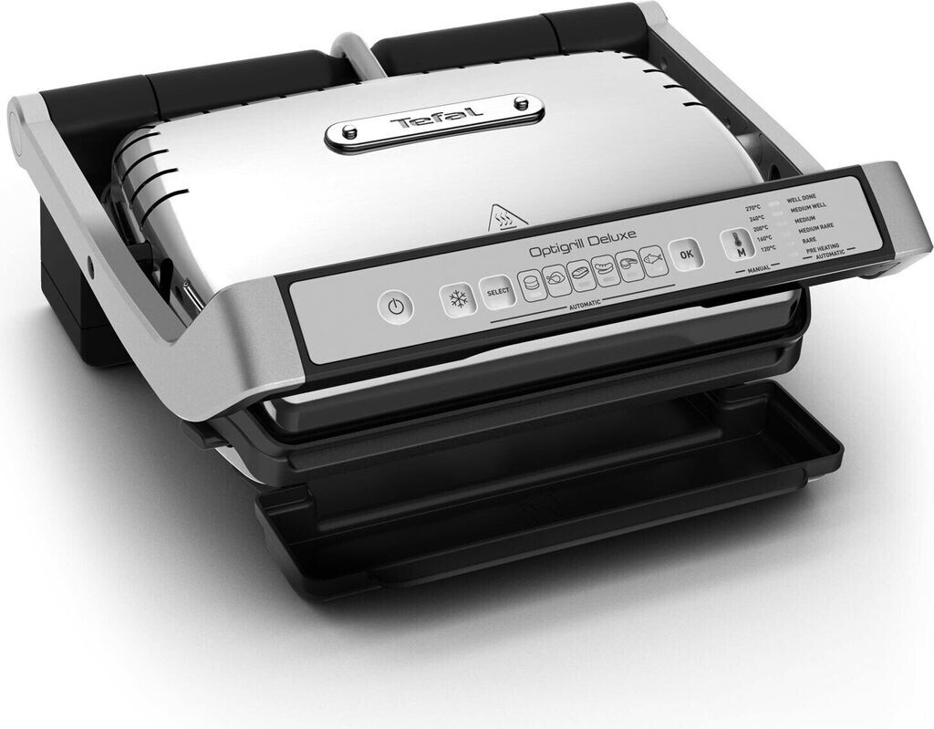 Tefal OptiGrill Deluxe GC707D Kontaktgrill Schwarz Edelstahl 2000 W 600 cm²