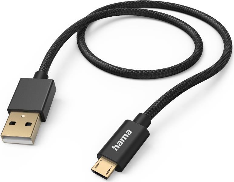 Hama Fabric USB Kabel 1,5 m USB 2.0 USB A Micro-USB B Schwarz (00201543)