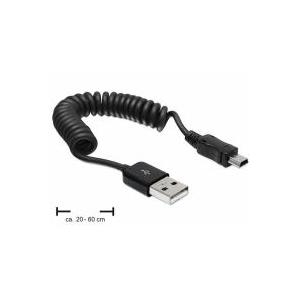 DeLOCK - USB-Kabel - USB Typ A, 4-polig (M) - Mini-USB, Typ B (M) - 60cm - aufgespult - Schwarz (83164)