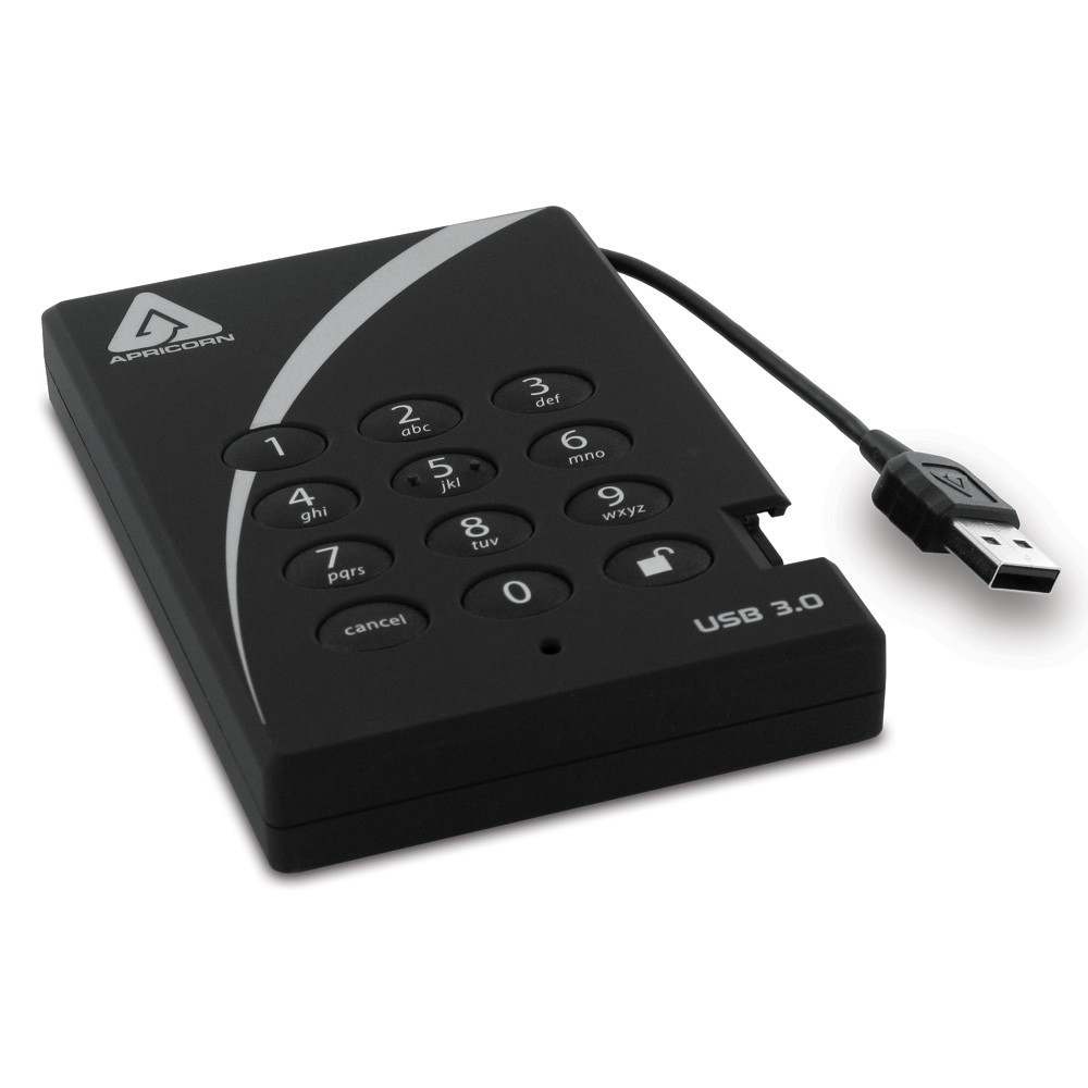 Apricorn Aegis Padlock 3.0 A25-3PL256-500 2.5" Externe Festplatte 500 GB USB 3.0 Schwarz