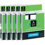 DYMO Schriftband 5er Set Bandfarbe: Weiß, Gelb, Transparent Schriftfarbe:Schwarz 6 mm, 9 mm, 12 mm 7 m