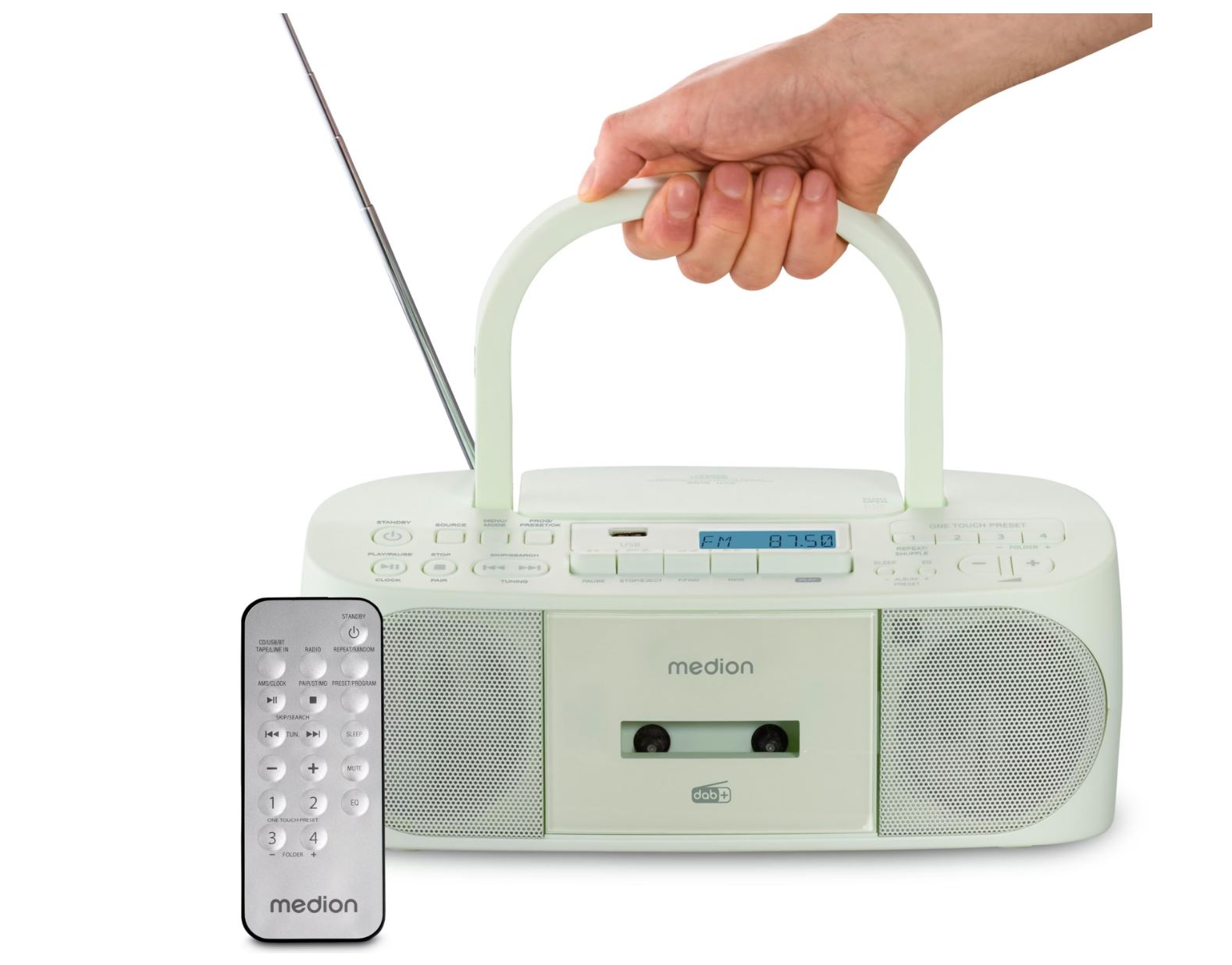 MEDION LIFE DRX-1 Plus Boombox grün DAB+ FM Bluetooth CD Kassetten-Radio 6W RMS