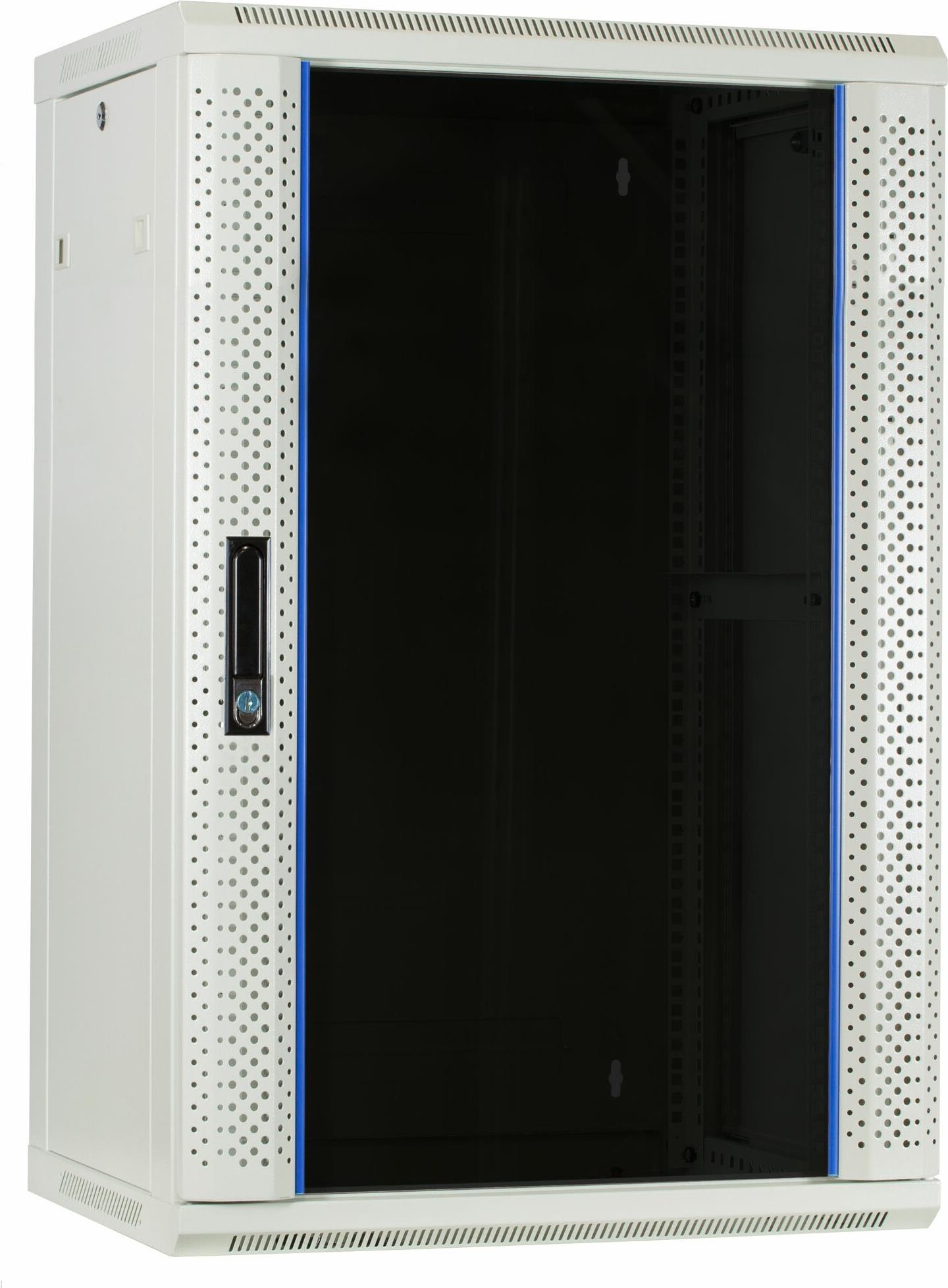 18 HE Serverschrank, Wandgehäuse, mit Glastür, Weiß (BxTxH) 600 x 450 x 900mm ( DS6418W)