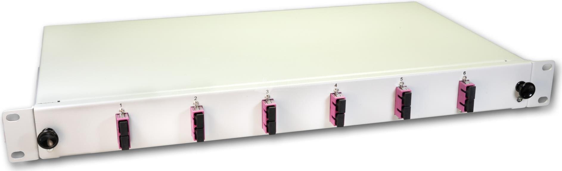 Lightwin LWL Spleissbox, 12 Fasern, 6x DSC Multimode, 50/125µm OM4 Pigtail Spleißboxen (SPBOX 12G50 OM4 DSC)