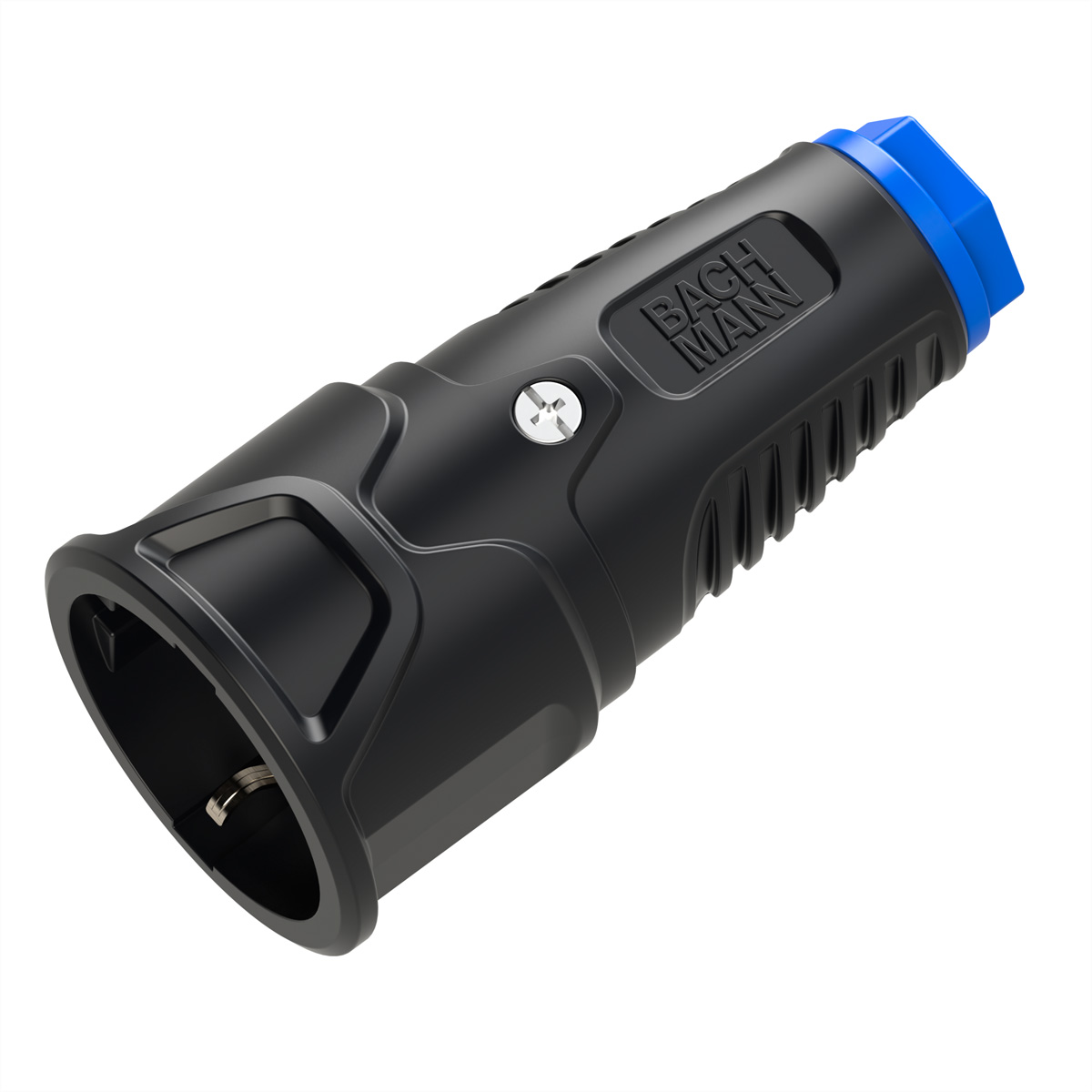 Bachmann Schutzkontaktkupplung Gummi CEE 7/3 IP20 3-polig Schwarz/Blau