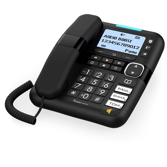 Amplicomms BigTel 1580 DECT-Mobilteil Freisprechen, für Hörgeräte kompatibel, Wahlwiederholung, Anrufbeantworter LED-Display (ATL1423341)