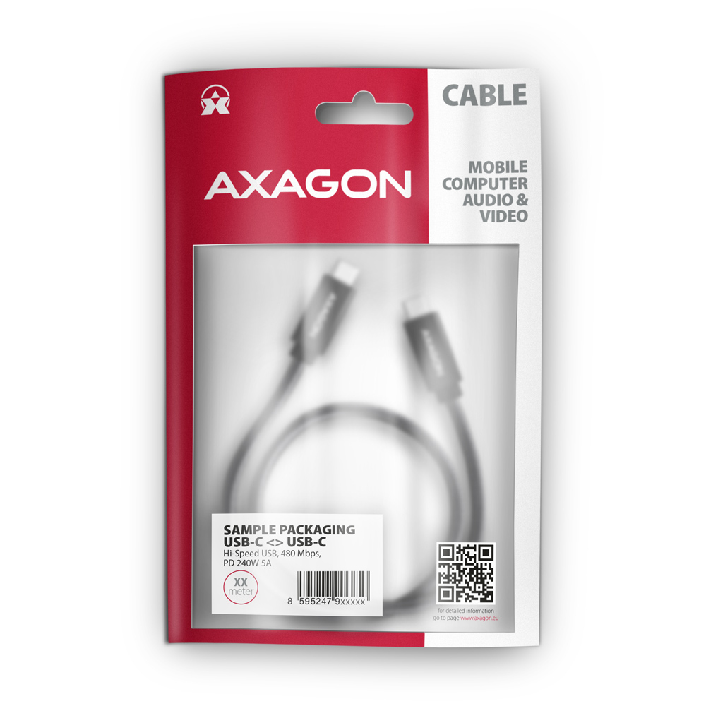 AXAGON BUCM2-CM15AB USB Typ-C-Kabel 1,5 m PD 240 W Schwarz