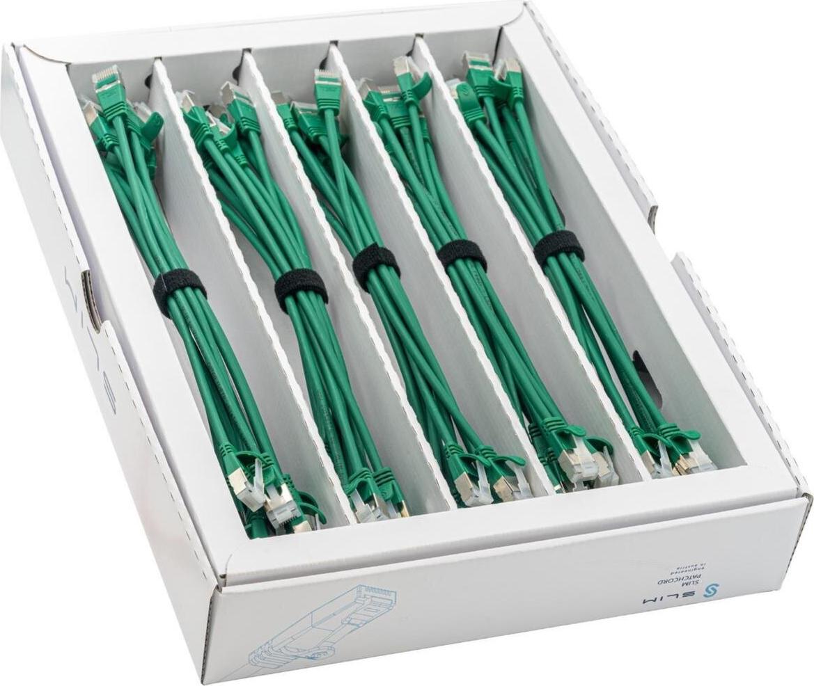SLIM KAT6A 10 Gigabit Lightpatchkabel, 0,15m, U/FTP, Ø 3,8mm, grün, 50-Pack KAT6A LIGHT geschirmt (SLIM-LS-K6A 0.15 GN 50)
