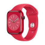 Apple Watch Series 8 (GPS + Cellular) - (PRODUCT) RED - 45 mm - Red Aluminium - intelligente Uhr mit Sportband - Flouroelastomer - rot - Bandgröße: regelmäßig - 32GB - Wi-Fi, LTE, Bluetooth, UWB - 4G - 38,8 g (MNKA3FD/A)